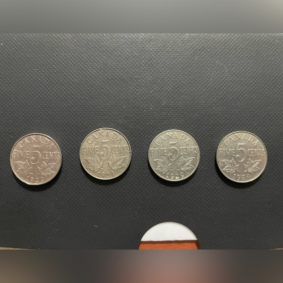 Canada 5 Cents Nickel Coin 1922, 1924, 1929, 1924 - Picture 3 of 3